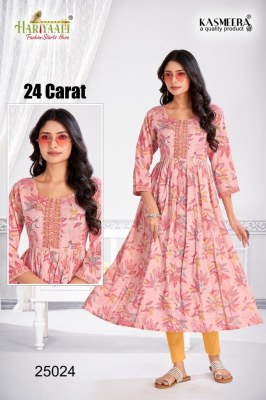 Hariyali kasmeera by 24 carat vol 2 printed reyon neck embroidery kurti at wholsale rate kurtis catalogs