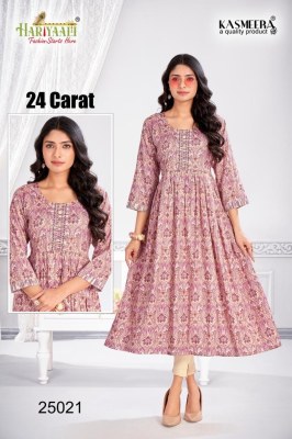 Hariyali kasmeera by 24 carat vol 2 printed reyon neck embroidery kurti at wholsale rate kurtis catalogs