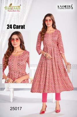 Hariyali kasmeera by 24 carat vol 2 printed reyon neck embroidery kurti at wholsale rate kurtis catalogs