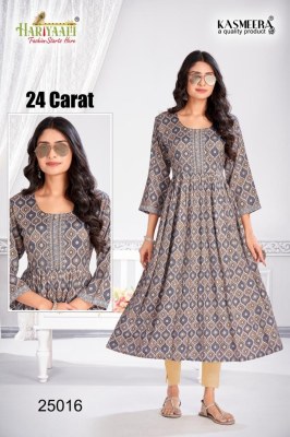 Hariyali kasmeera by 24 carat vol 2 printed reyon neck embroidery kurti at wholsale rate kurtis catalogs