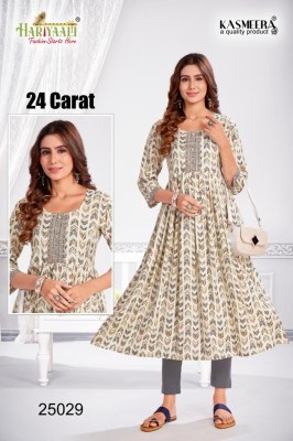 Hariyali kasmeera by 24 carat vol 2 printed reyon neck embroidery kurti at wholsale rate kurtis catalogs