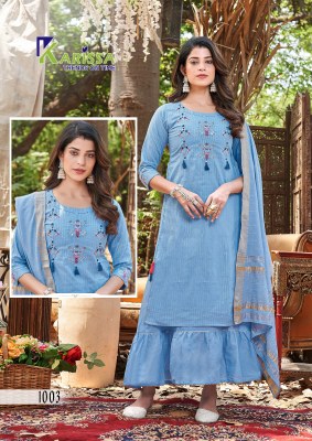 Harmony by Karissa heavy cotton with neck embroidered readymade suit catalogue readymade suit catalogs