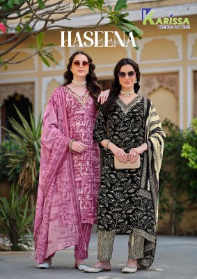 Haseena by Karissa reyon foil printed kurti pant and dupatta catalogue Karissa 