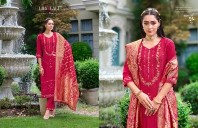 Hasmeena vol 4 by lily and lali hand embroidered fancy kurti pant and dupatta catalogue at affordable rate readymade suit catalogs