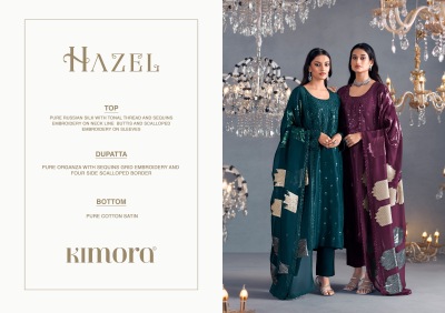 Hazel 46 by Kimora pure silk thread and sequence dress material catalogue at affordable rate dress material catalogs