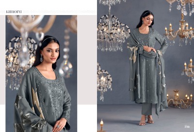 Hazel 46 by Kimora pure silk thread and sequence dress material catalogue at affordable rate dress material catalogs