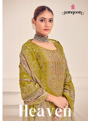 Heaven by Rangoon pure maslin Pure Muslin With Digital Print Aari Work readymade suit catalogue Rangoon