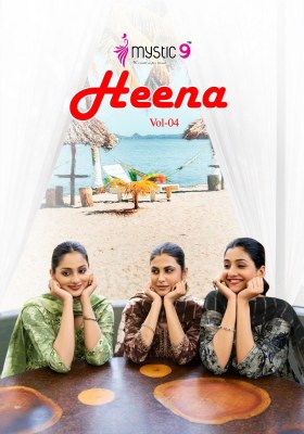 Heena vol 4 by Mystic 9 premium quality reyon foil printed kurti pant and dupatta catalogue at low rate Mystic 9