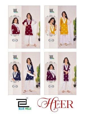 Heer by Blue hills reyon Embroidered work readymade suit catalogue at affordable rate readymade suit catalogs
