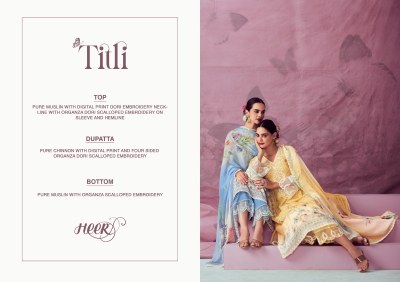 Heer by Titli pure muslin digital printed with embroidered neck unstitched salwar suit catalogue at affordable rate salwar kameez catalogs