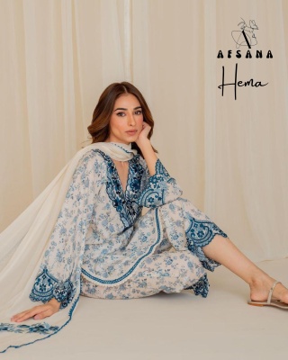 Hema by Afsana Musline Digital embroidered printed readymade suit catalogue at low rate readymade suit catalogs