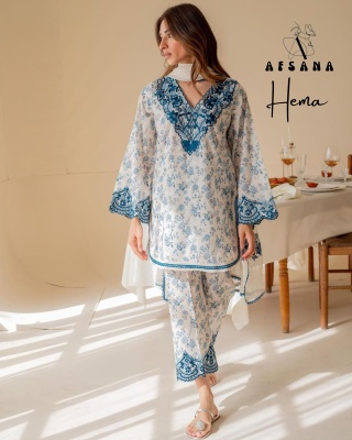 Hema by Afsana Musline Digital embroidered printed readymade suit catalogue at low rate readymade suit catalogs