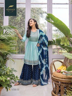 Heritage Noor Designer Kurti Dupatta With Sharara Set wholesale catalogue  kurtis catalogs