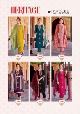 Heritage by Kadlee Thread and hand embroidered straight readymade suit catalogue at affordable rate  readymade suit catalogs