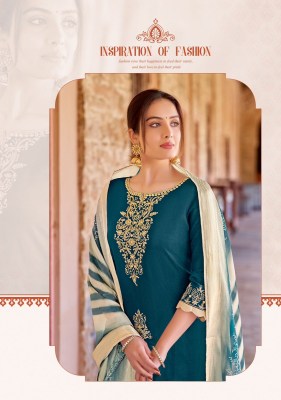 Heritage by Kadlee Thread and hand embroidered straight readymade suit catalogue at affordable rate  readymade suit catalogs