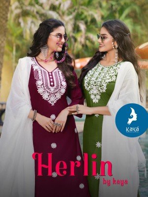 Herlin by Kaya 3 piece concept straight top bottom with dupatta catalogue at affordable rate  readymade suit catalogs