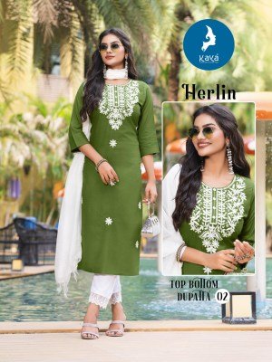 Herlin by Kaya 3 piece concept straight top bottom with dupatta catalogue at affordable rate  readymade suit catalogs