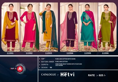 Hetvi by Triple A pure jam cotton printed unstitched dress material catalogue salwar kameez catalogs