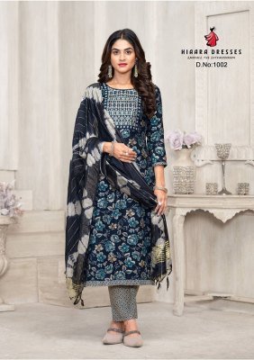 Hiaara Subhi Vol 1 Premium Rayon Kurti Pant Dupatta Set Foil Print Tie Dye Jari Dupatta Wholesale kurti pant with dupatta Catalogs