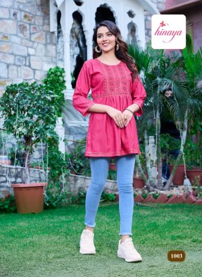 Hinaya by Tamanna vol 2 reyon embroidered short tunic catalogue  western wear catalogs