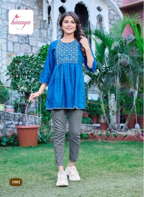 Hinaya by Tamanna vol 2 reyon embroidered short tunic catalogue  western wear catalogs