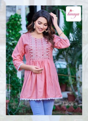 Hinaya by Tamanna vol 2 reyon embroidered short tunic catalogue  western wear catalogs