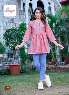 Hinaya by Tamanna vol 2 reyon embroidered short tunic catalogue  western wear catalogs