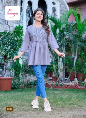 Hinaya by Tamanna vol 2 reyon embroidered short tunic catalogue  western wear catalogs