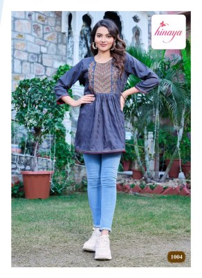 Hinaya by Tamanna vol 2 reyon embroidered short tunic catalogue  western wear catalogs