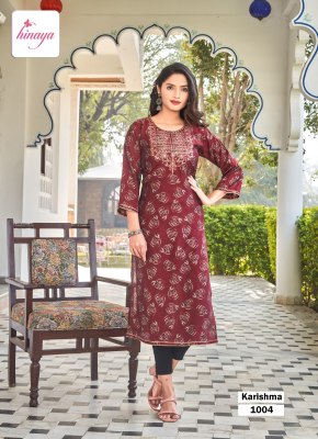 Hinaya present karishma vol 2 designer kurti  cwith digital printed embroidered work  kurtis catalogs