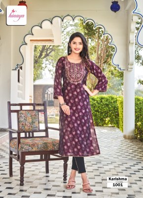 Hinaya present karishma vol 2 designer kurti  cwith digital printed embroidered work  kurtis catalogs