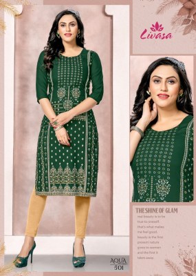 Hirwa by Aqua heavy quality reyon printed straight kurti catalogue at amaviexpo hirwa