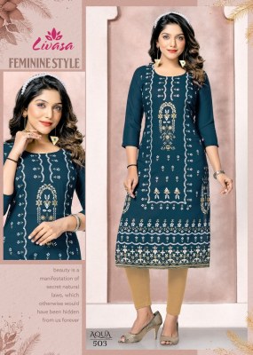 Hirwa by Aqua heavy quality reyon printed straight kurti catalogue at amaviexpo kurtis catalogs