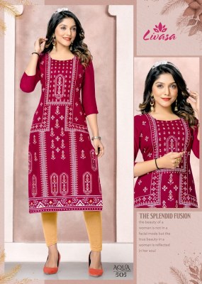 Hirwa by Aqua heavy quality reyon printed straight kurti catalogue at amaviexpo kurtis catalogs