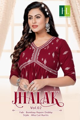 Hirwa by Jhalak vol 2 heavy Bombay reyon embroidered kurti catalogue at affordable price hirwa