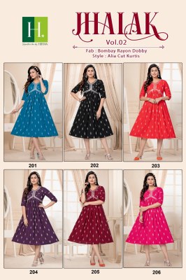 Hirwa by Jhalak vol 2 heavy Bombay reyon embroidered kurti catalogue at affordable price kurtis catalogs