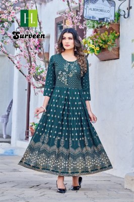 Hirwa by Surveen heavy reyon foil printed kurtis catalogue at low rate kurtis catalogs