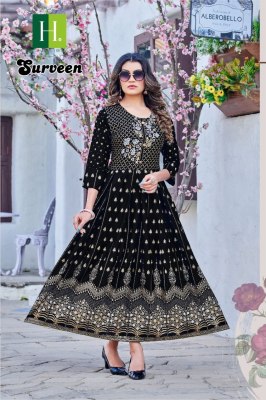 Hirwa by Surveen heavy reyon foil printed kurtis catalogue at low rate kurtis catalogs