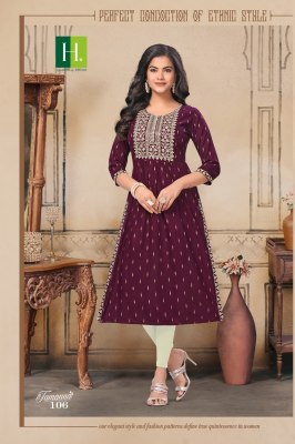 Hirwa by Tamanna fancy heavy Bombay reyon flared kurti catalogue at affordable rate kurtis catalogs