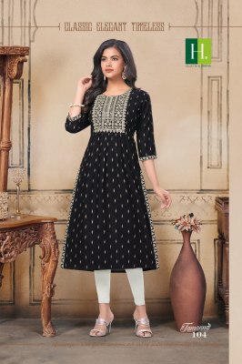 Hirwa by Tamanna fancy heavy Bombay reyon flared kurti catalogue at affordable rate kurtis catalogs