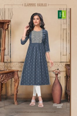 Hirwa by Tamanna fancy heavy Bombay reyon flared kurti catalogue at affordable rate kurtis catalogs