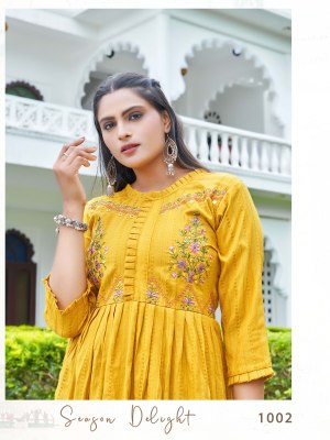 Hirwa by stella vol 2 heavy reyon Ghera with Embroidery and Stitching  kurti catalogue at low rate kurtis catalogs