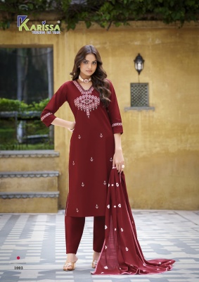 Hiya by Karissa Premium Pure Heavy Cotton Thread work top bottom and dupatta catalogue at low rate readymade suit catalogs