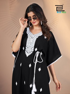 Honey Nx by Blue hills Heavy reyon Embroidered fancy kaftan catalogue at affordable rate kurtis catalogs