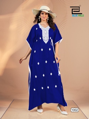 Honey Nx by Blue hills Heavy reyon Embroidered fancy kaftan catalogue at affordable rate kurtis catalogs