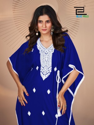 Honey Nx by Blue hills Heavy reyon Embroidered fancy kaftan catalogue at affordable rate kurtis catalogs