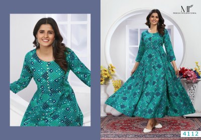 Honey vol 1 by Moksh international premium chanderi printed flared kurtis catalogue at low rate    kurtis catalogs