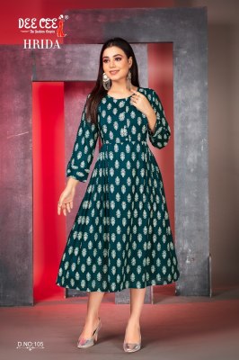 Hrida by Deecee reyon printed side plated long feeding kurti catalogue at affordable rate  Dee cee