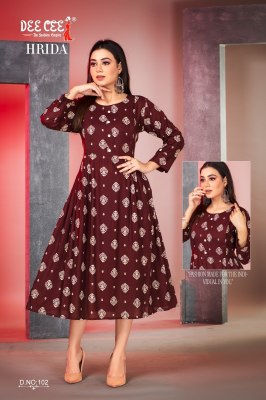 Hrida by Deecee reyon printed side plated long feeding kurti catalogue at affordable rate  kurtis catalogs