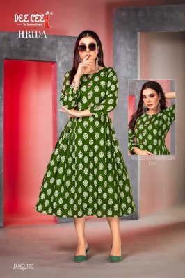 Hrida by Deecee reyon printed side plated long feeding kurti catalogue at affordable rate  kurtis catalogs